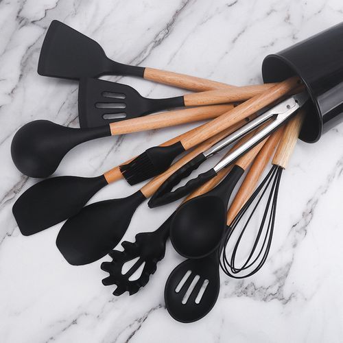 Silicone Kitchen Spoon Set + Holder – Durable, Hygienic & Scratch-Free