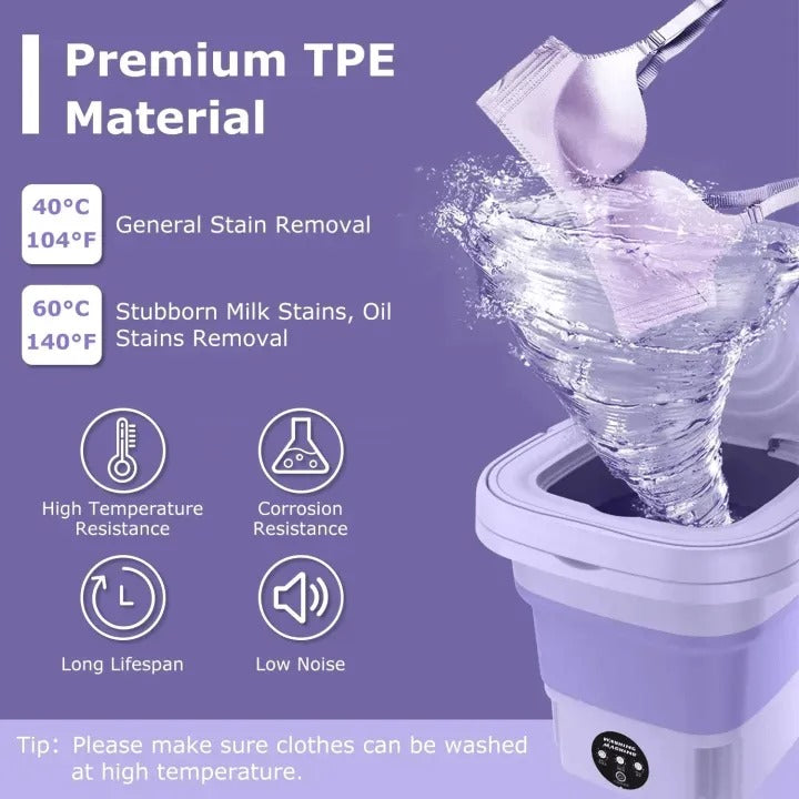 Mini Turbo Foldable Washing Machine – Smart Laundry on the Go