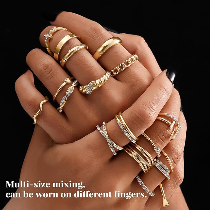 KISS WIFE Gold Knuckle Ring Set for Women – Trendy, Elegant & Stackable