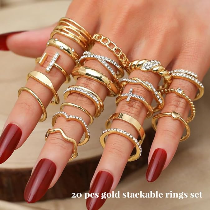 KISS WIFE Gold Knuckle Ring Set for Women – Trendy, Elegant & Stackable