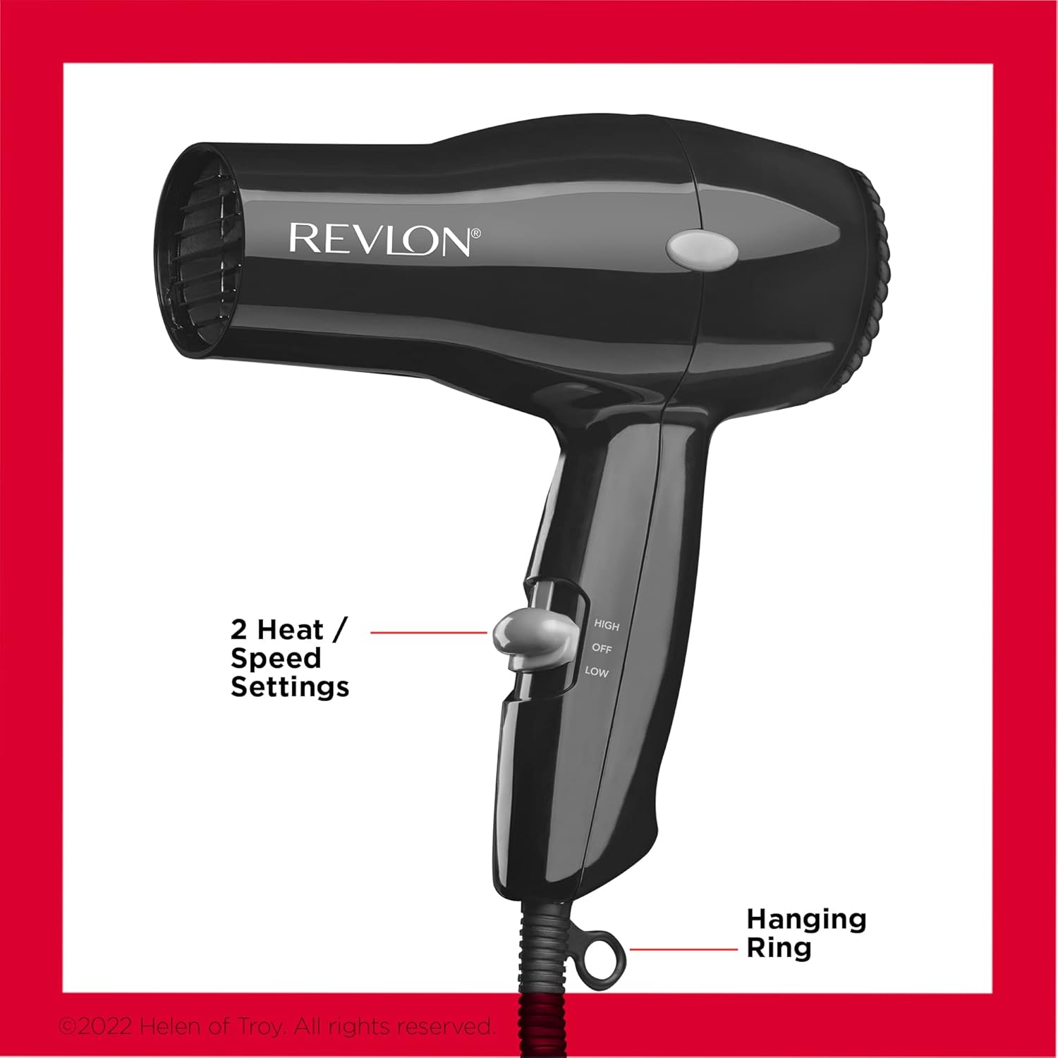 REVLON Compact Travel Hair Dryer – Quick Dry & Powerful Airflow