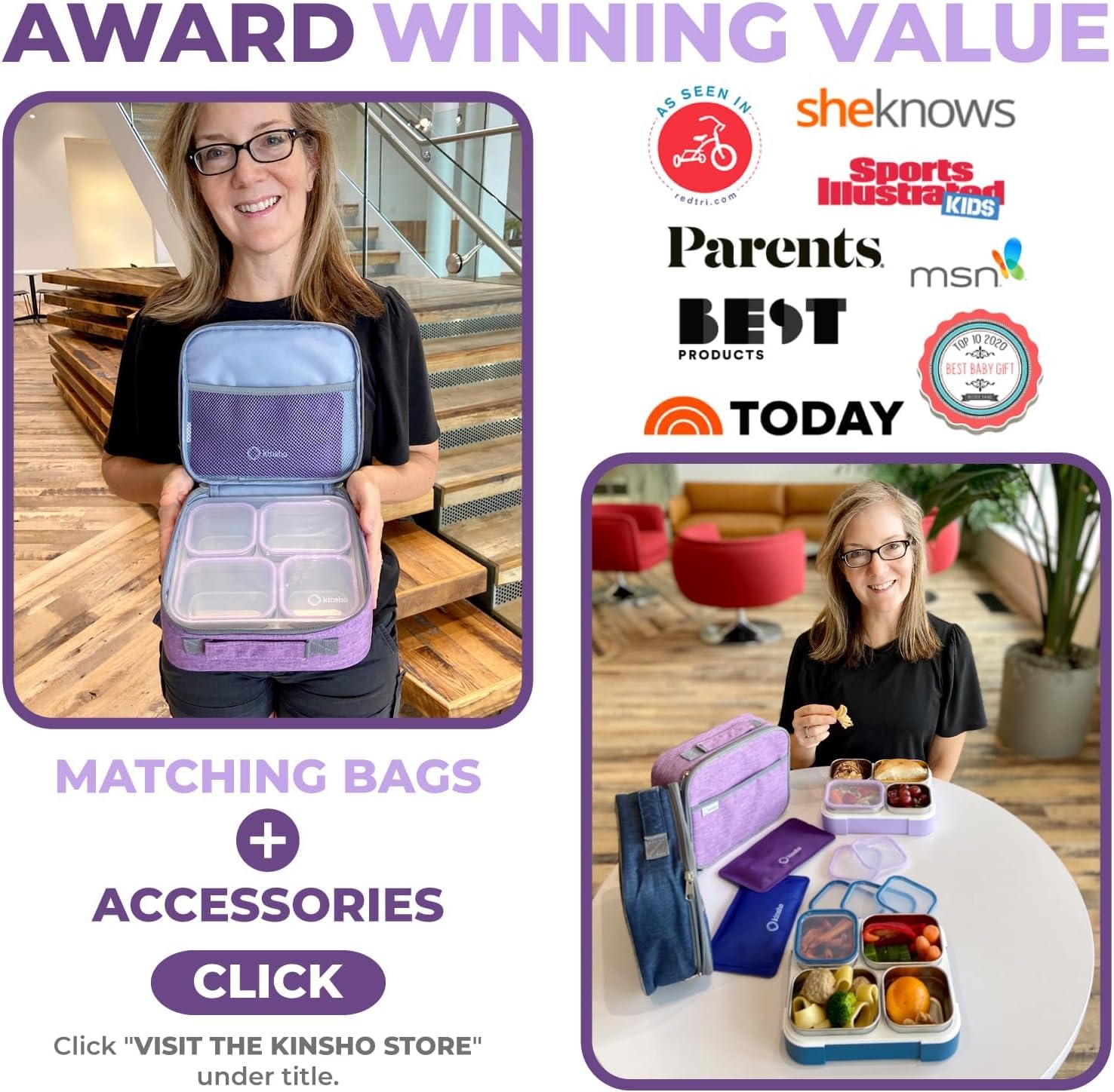Stainless Steel Kids Bento Lunch-Box with Lunch Bag Ice Pack