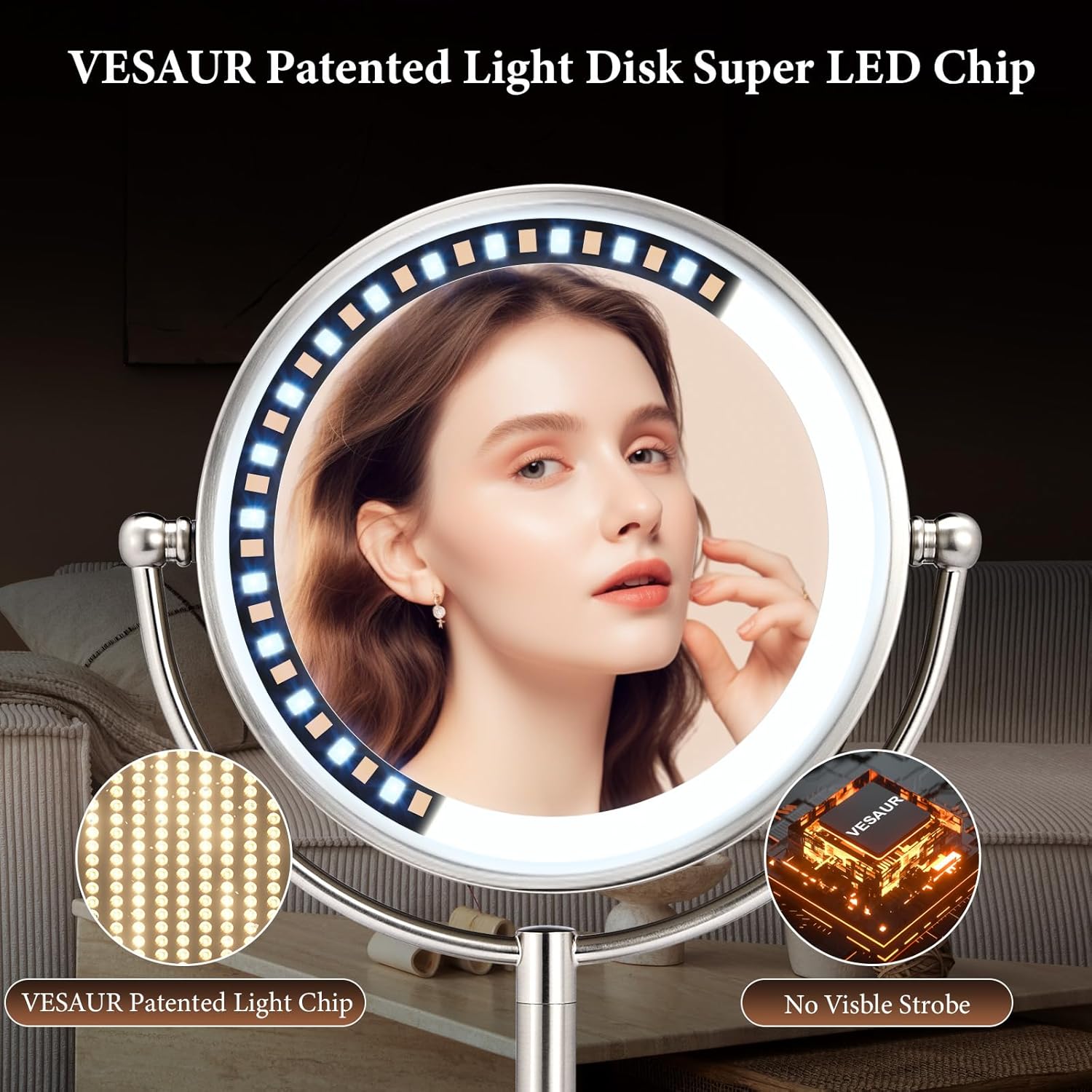 Professional 8.5" Large Lighted Makeup Mirror
