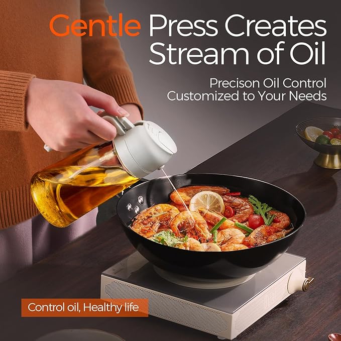 YARRAMATE 2-in-1 Glass Olive Oil Sprayer – Precise Cooking Control (16oz/470ml)
